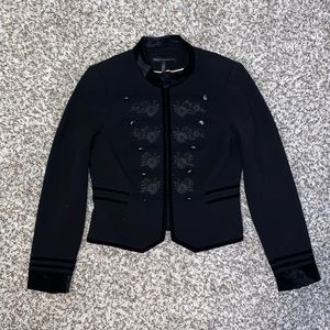 White House Black Market black jacket velvet lace appliqué size 6